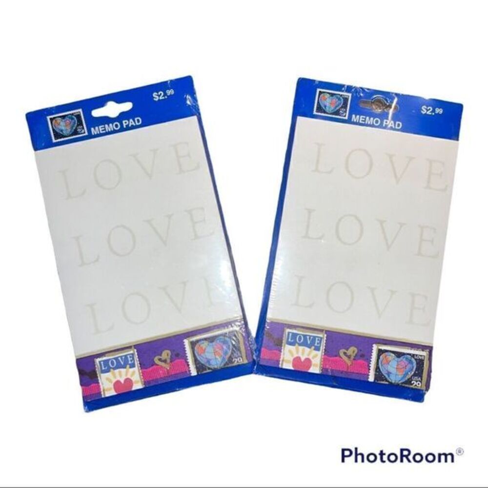 Lot of (2) new and sealed - USPS Love STAMP MEMO PADS 1999 hallmark vintage
